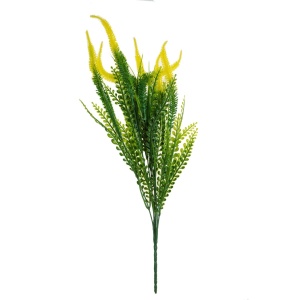 Creasta curcanului cu verdeata plastic galben 42cm 7 ramificatii/buchet