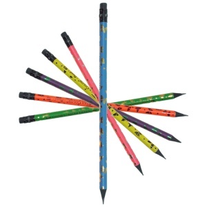 Creion grafit HB cu radiera Star Color culori diverse cu fluturi - Img 1