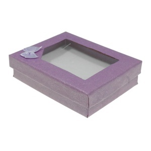 Cutie carton bijuterii dreptunghiulara cu fereastra 9x7x2,6cm mov