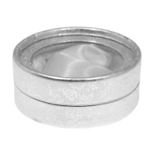 Cutie carton bijuterii rotunda cu fereastra 8,4x3,5cm argintiu