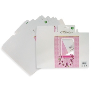 Cutie carton martisor roz cu fereastra model magnolie 5x10,5x1cm cu agatatoare 20/set