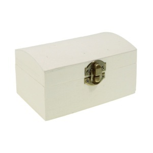 Cutie lemn dreptunghiulara cu capac usor bombat nefinisata cu inchizatoare clapeta 12x7x7,5cm