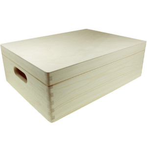 Cutie lemn dreptunghiulara cu manere decupate 39,5x29,5x13cm SD140