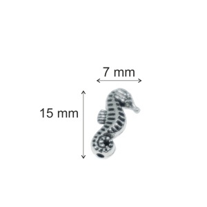 Distantier metalic argintiu inchis calut de mare 7x15mm 15/set - Img 2