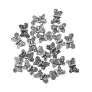 Distantier metalic argintiu inchis fluture 6,5x10mm 20/set