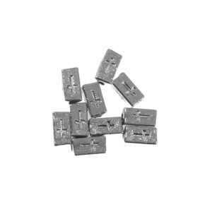 Distantier metalic argintiu inchis paralelipiped model cruce 4x4x9mm 10/set