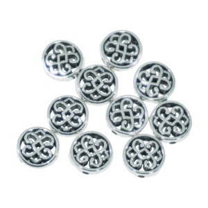 Distantier metalic argintiu inchis simbol celtic 11mm 10/set