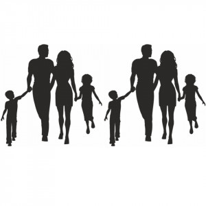 Familie cu doi copii carton negru 14x14,5cm 2/set