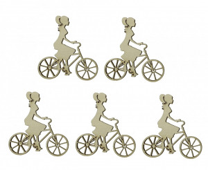 Fata pe bicicleta placaj decupat 4x4,5cm 5/set