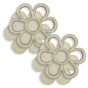 Floare placaj 6 petale 1 plina + 1 decupata 4x4cm 2/set