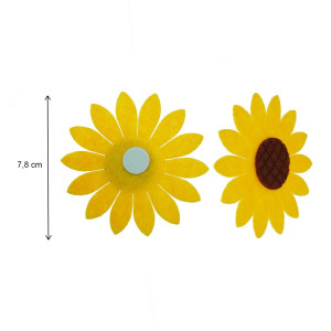 Floarea-soarelui pasla galben/maro cu adeziv 7,8cm 5/set - Img 2