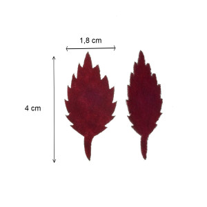 Frunza trandafir pasla rosu inchis 1,8x4cm 10/set - Img 2