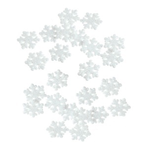 Fulg plastic alb cu sclipici 2,5cm 24/set Canea HEE-16958