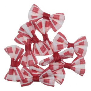 Fundita textil roz, alb, rosu carouri 4cm 10/set