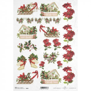 Hartie de orez A4 Craciunita si aranjamente cu ilex 25-30g ITD R0600