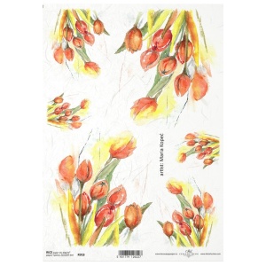 Hartie de orez A4 Lalele rosii cu galben 25-30g ITD R0918