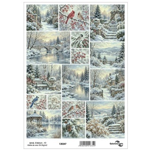 Hartie de orez pigment Iarna, Craciun - 13 20x27,5cm