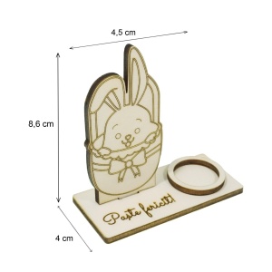 Iepure placaj pirogravat Paste Fericit! cu suport pentru ou 3 piese/set 9x4x8,6cm - Img 3
