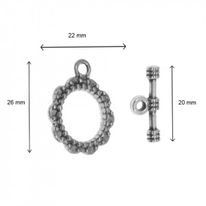 Inchizatoare toggle decorativa argintiu inchis 24x20mm IT42 2/set - Img 2