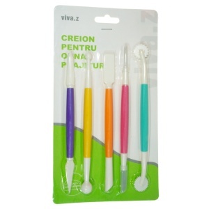 Instrumente plastic pentru ornat prajituri varfuri diferite 5/set culori diverse T0100133