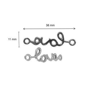 Link metalic argintiu love 38x11mm 10/set - Img 2