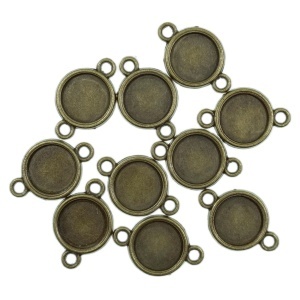 Link metalic bronz baza cabochon 19x13mm interior 9,6mm 10/set LK30