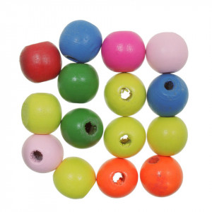 Margele lemn rotunde multicolor 17x18mm 25g