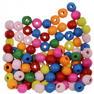 Margele lemn rotunde multicolor 20g - Img 2