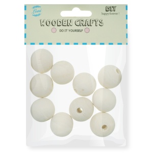 Margele lemn rotunde natur 19mm 10/set Loni
