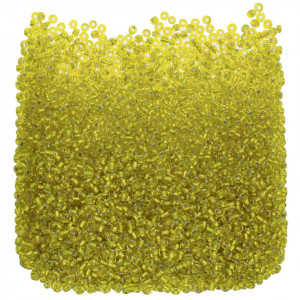 Margele nisip rotunde galben interior argintiu 2mm 60g