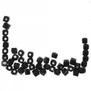 Margele sticla fatetata cub negru lucios 4mm 12g