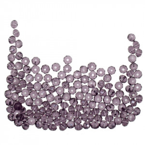 Margele sticla fatetata rondele mov deschis transparent 3x4mm 10g