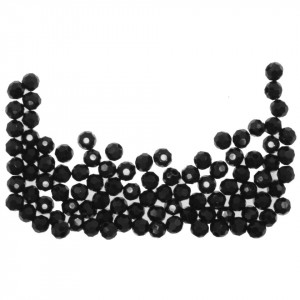 Margele sticla fatetata rotunda negru lucios 4mm 6,5g