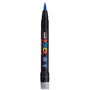 Marker vopsea pe baza de apa varf pensula Uni Posca pcf-350 m420 albastru