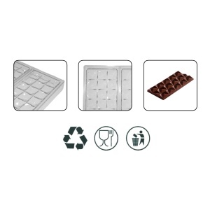 Matrita plastic dur tablete de ciocolata cu varf 27,3x17,2cm 3/set T05271 - Img 3