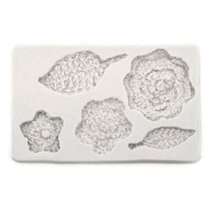 Matrita silicon dreptunghiulara flori si frunze 13x8,5x0,9cm 825029 gri