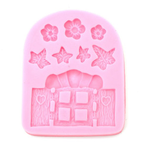 Matrita silicon flori si fereastra cu obloane 8,3x9,9x1cm 824933 roz