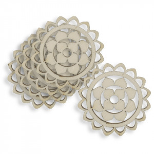 Medalion placaj filigranat model floral 4cm 5/set