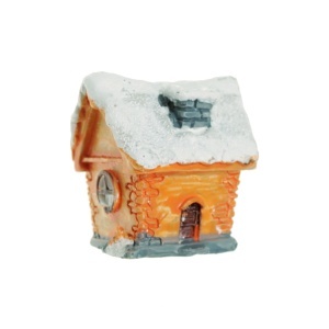 Miniatura casuta inzapezita din rasina alb/portocaliu 3,1x3,8x3,9cm