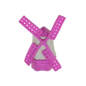 Miniatura moara de vant din plastic fucsia/gri 1,8x3x4cm