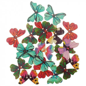 Nasture lemn multicolor fluture 2,8x2cm 20/set