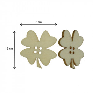 Nasture lemn natur trifoi cu 4 foi 2x2cm 30/set Colorarte A871 - Img 2