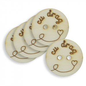 Nasture placaj pirogravat Cu drag 3cm 5/set