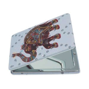 Oglinda de buzunar dubla model Elefanti-4 6x9cm bleu/multicolor