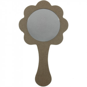 Oglinda rotunda pe suport mdf floare cu maner 18x10,5cm