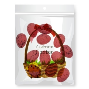 Ou polistiren pestrit rosu 4cm 12/set