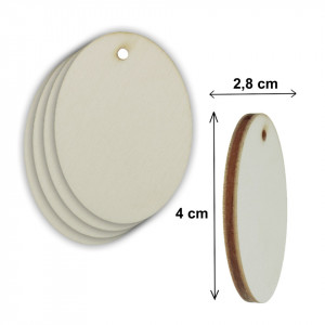 Oval placaj natur cu gaura 5/set - Img 3