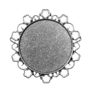 Pandantiv baza argintiu inchis 49x50mm pentru cabochon rotund 34,7mm P250