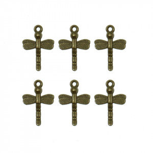 Pandantiv metalic bronz libelula 14x20mm 6/set