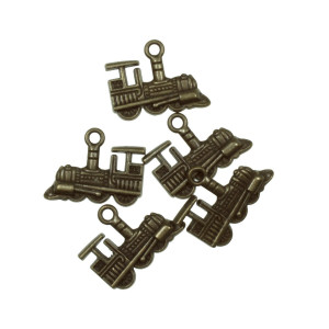 Pandantiv metalic bronz locomotiva 22x17mm 5/set